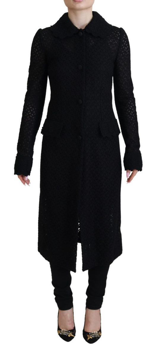 Dolce & Gabbana Black Button Down Long Blazer Cotton Jacket Dolce & Gabbana