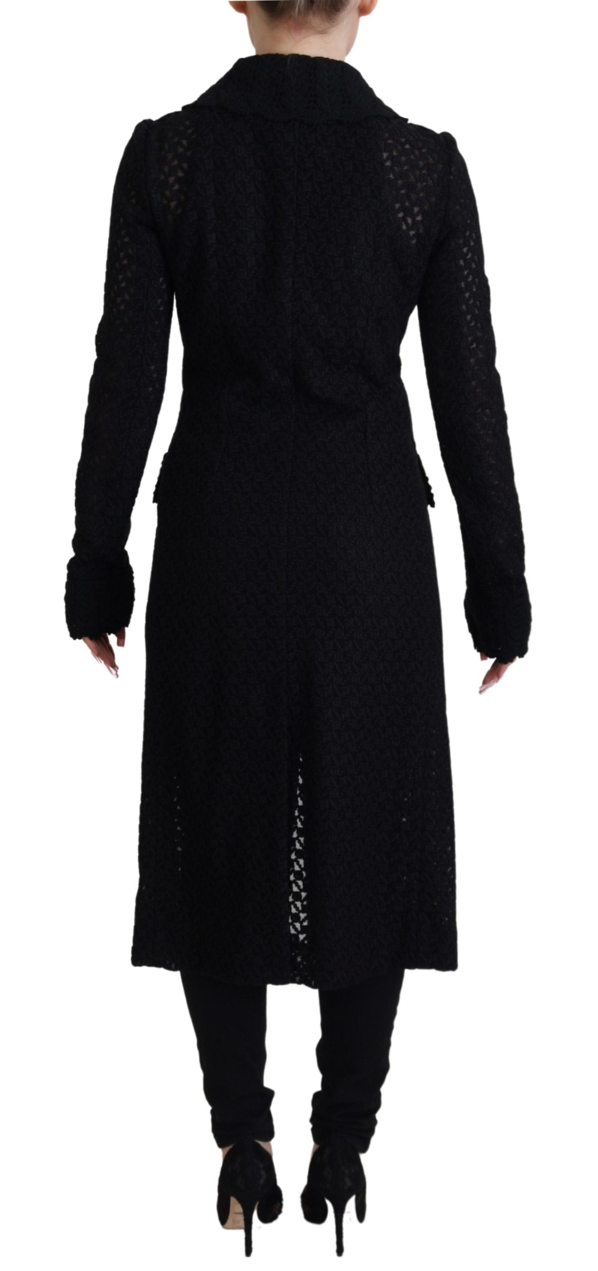 Dolce & Gabbana Black Button Down Long Blazer Cotton Jacket Dolce & Gabbana