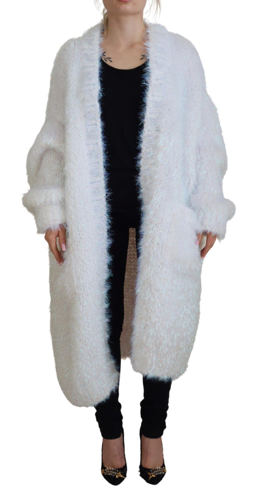 Dolce & Gabbana White Long Sleeves Fringes Cardigan Jacket Dolce & Gabbana