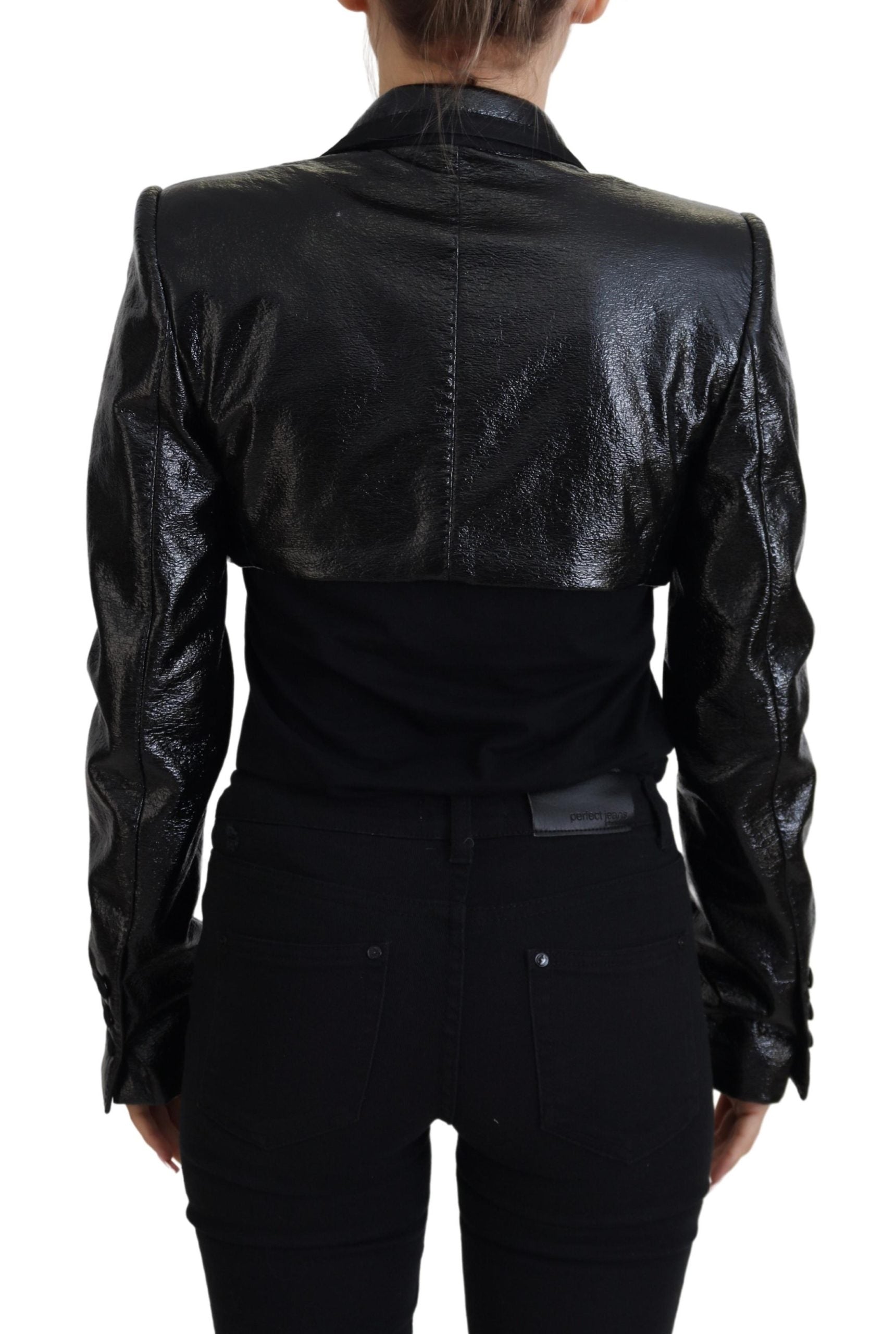 Dolce & Gabbana Black Long Sleeves Crop Blazer Cotton Jacket Dolce & Gabbana