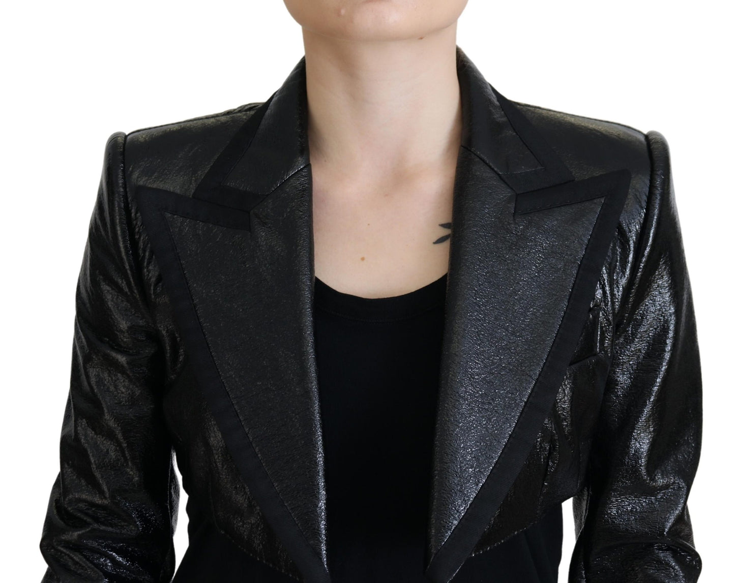 Dolce & Gabbana Black Long Sleeves Crop Blazer Cotton Jacket Dolce & Gabbana
