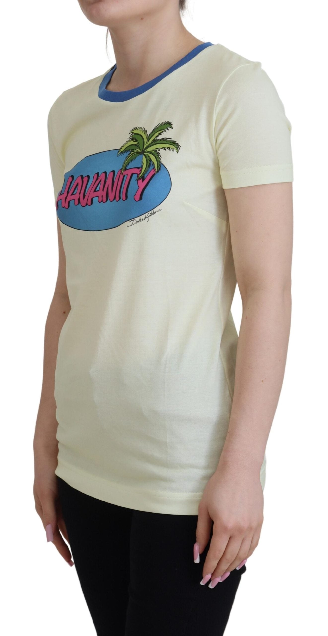 Dolce & Gabbana Yellow Havanity Round Neck Tee Cotton T-shirt Dolce & Gabbana