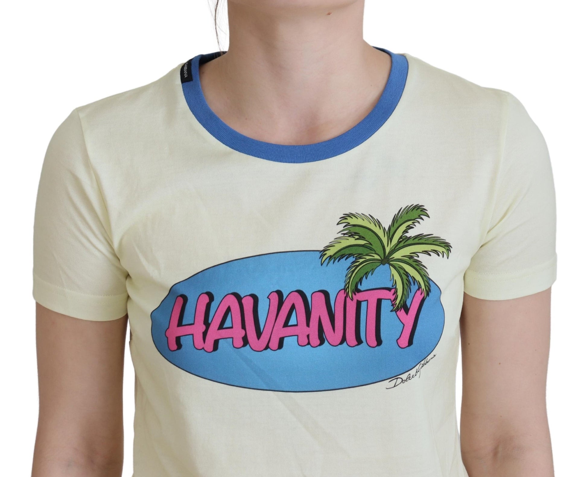 Dolce & Gabbana Yellow Havanity Round Neck Tee Cotton T-shirt Dolce & Gabbana