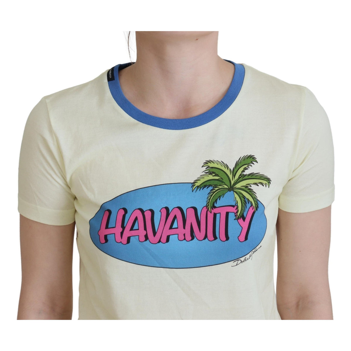 Dolce & Gabbana Yellow Havanity Round Neck Tee Cotton T-shirt