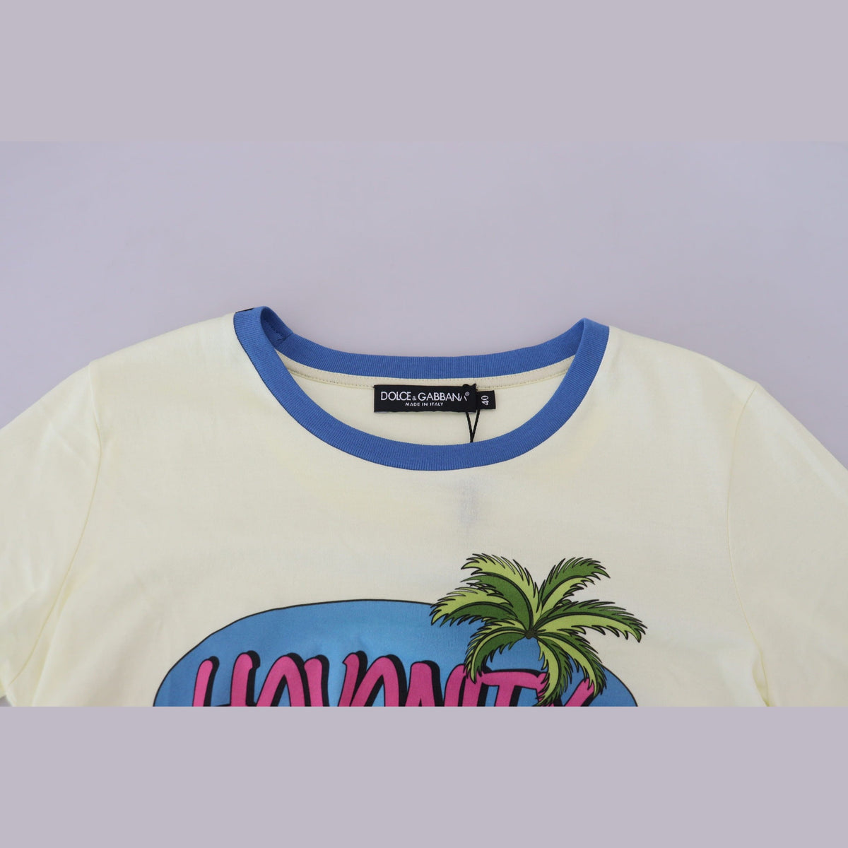 Dolce & Gabbana Yellow Havanity Round Neck Tee Cotton T-shirt
