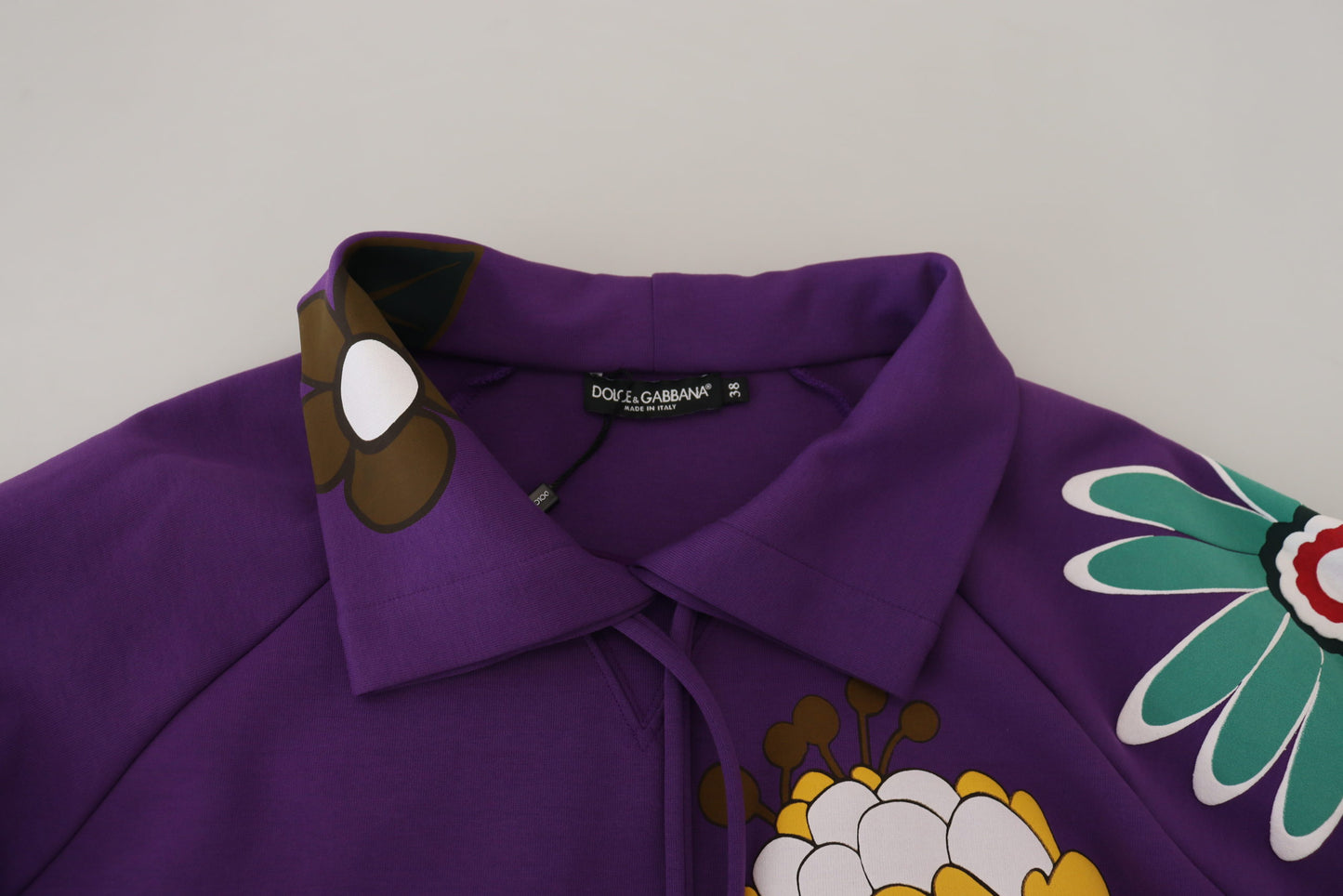 Dolce & Gabbana Purple Floral Print Pullover Cotton Sweater Dolce & Gabbana