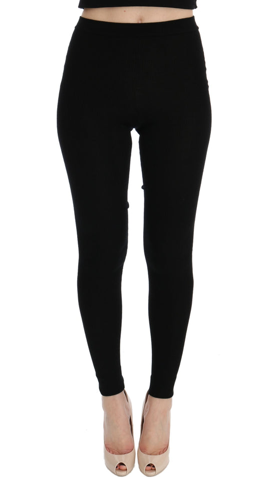 Dolce & Gabbana Black Slim Fit Women Cashmere Pants Dolce & Gabbana