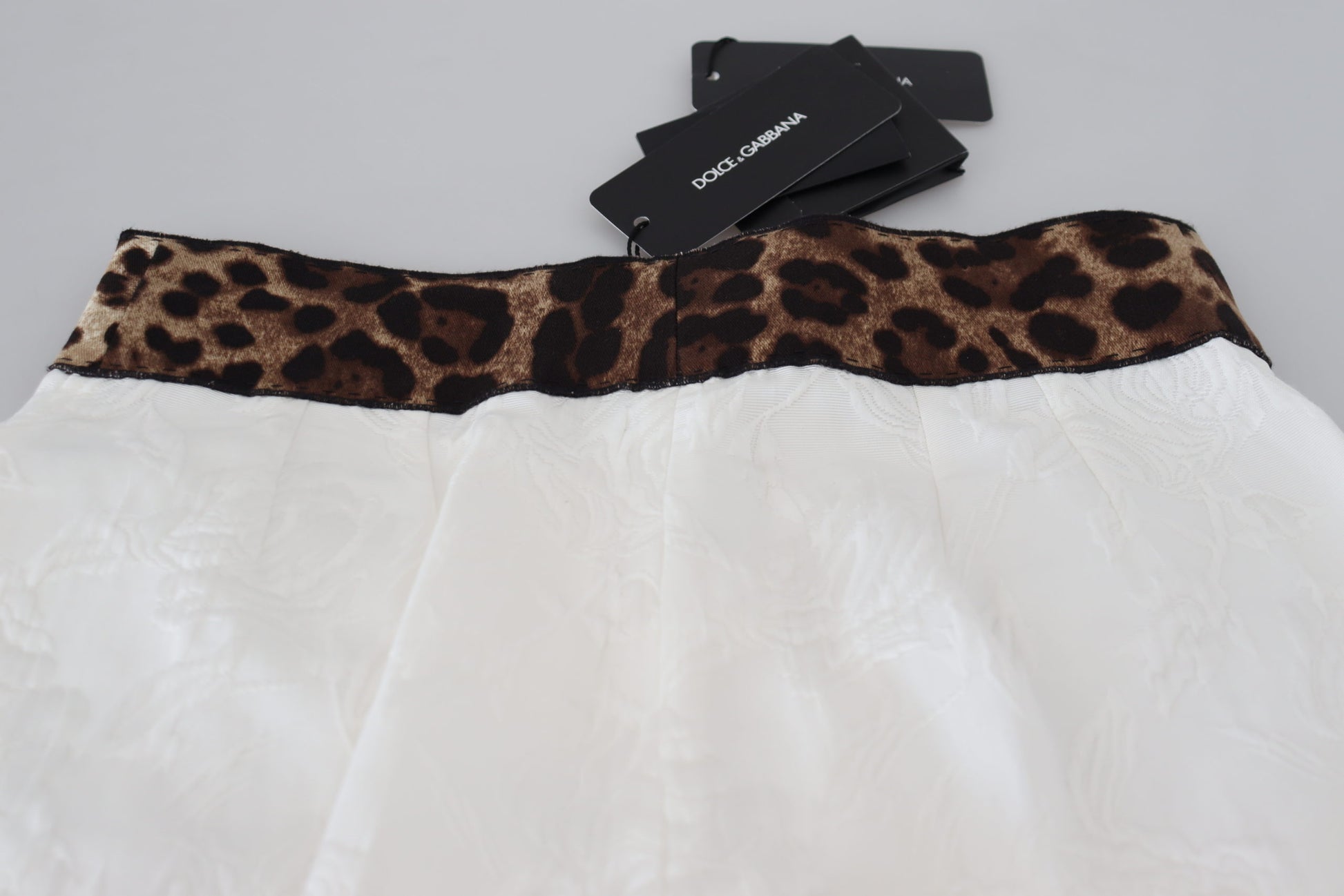 Dolce & Gabbana White Leopard Print High Waist Pants Dolce & Gabbana