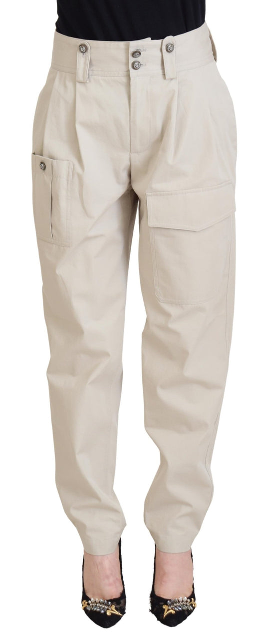 Dolce & Gabbana Beige High Waist Women Pants Dolce & Gabbana