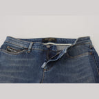Dolce & Gabbana Blue Washed Cotton Tattered Denim Jeans