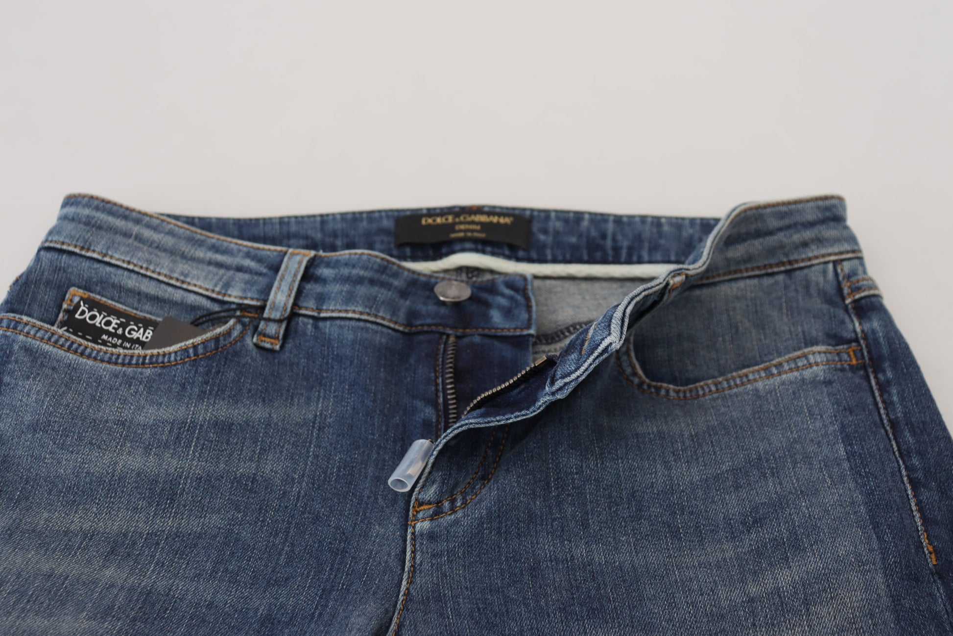 Dolce & Gabbana Blue Washed Cotton Tattered Denim Jeans Dolce & Gabbana