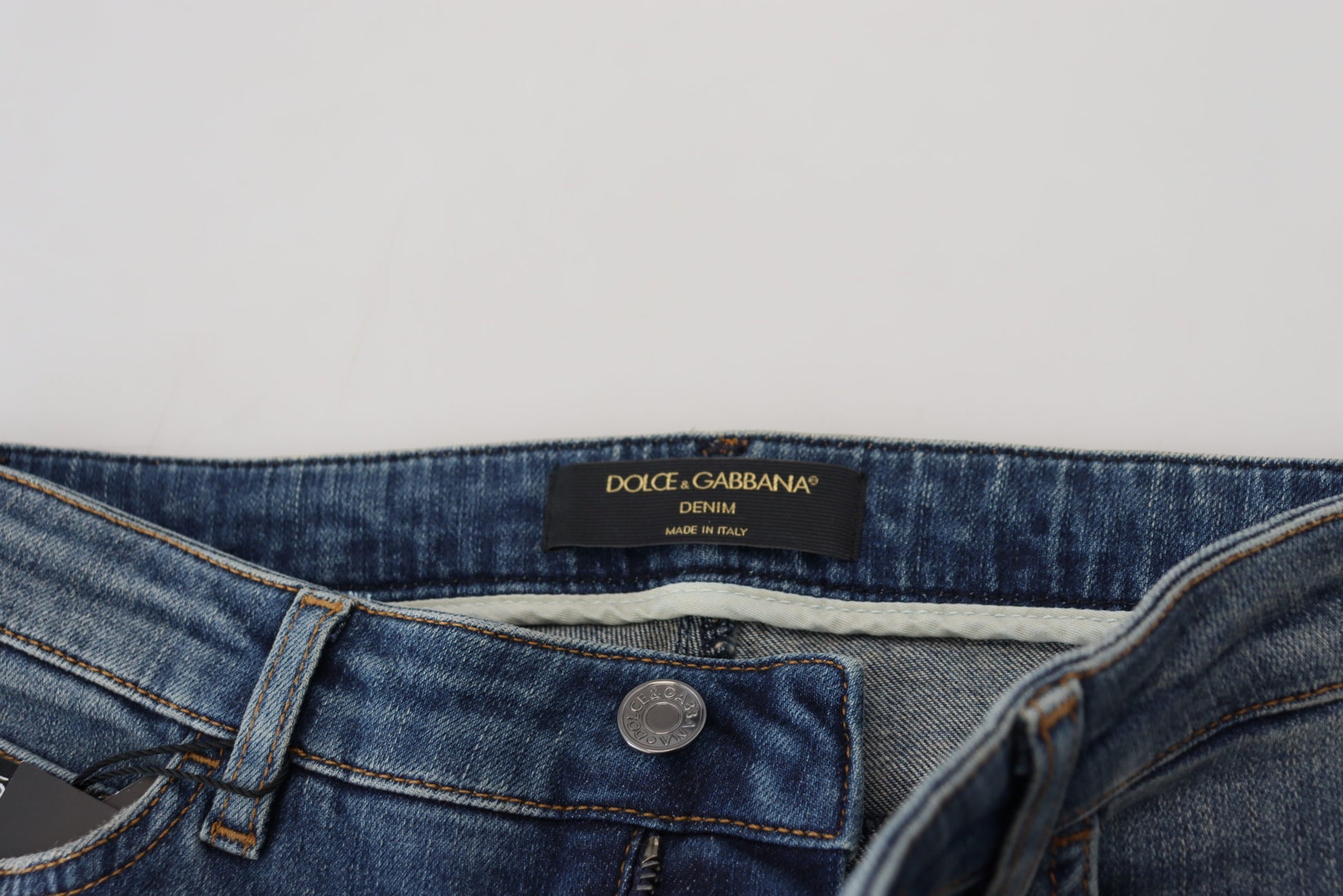 Dolce & Gabbana Blue Washed Cotton Tattered Denim Jeans Dolce & Gabbana
