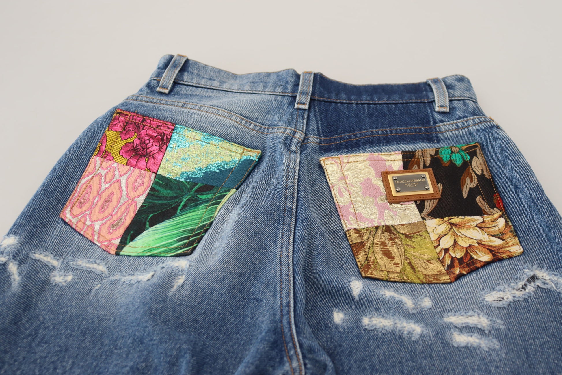 Dolce & Gabbana Blue Washed Cotton Tattered Denim Jeans Dolce & Gabbana