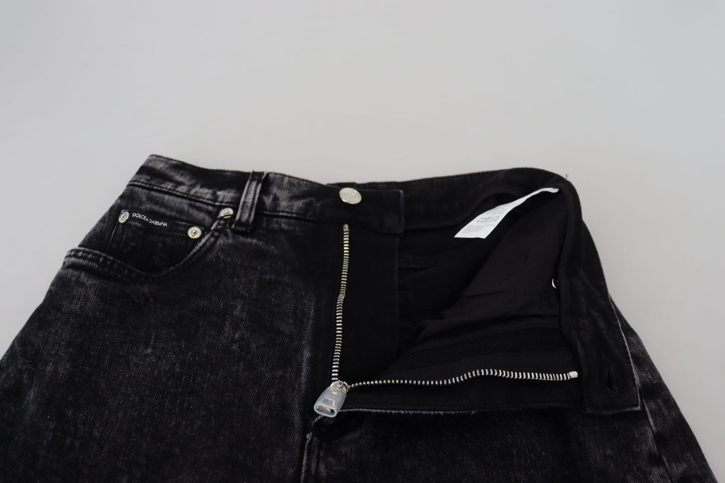 Dolce & Gabbana Black Washed Cotton High Waist Denim Jeans Dolce & Gabbana