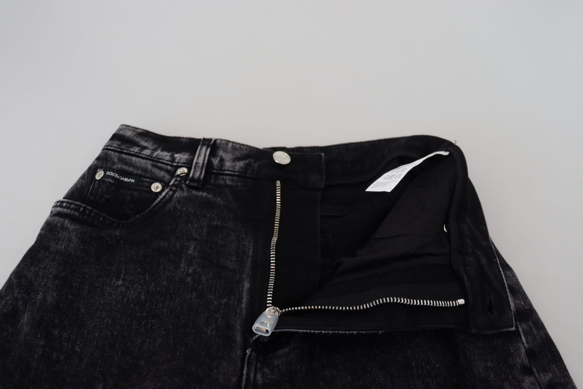Dolce & Gabbana Black Washed Cotton High Waist Denim Jeans Dolce & Gabbana