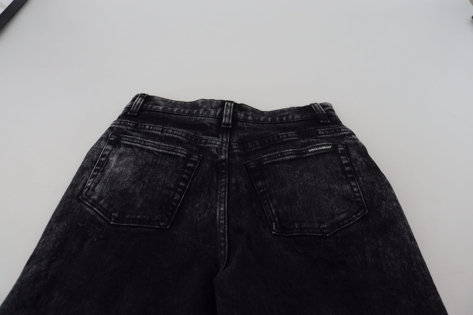 Dolce & Gabbana Black Washed Cotton High Waist Denim Jeans Dolce & Gabbana