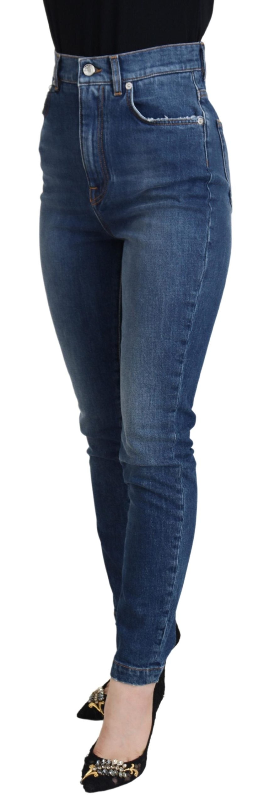 Dolce & Gabbana Blue Cotton High Waist Skinny Denim Jeans Dolce & Gabbana