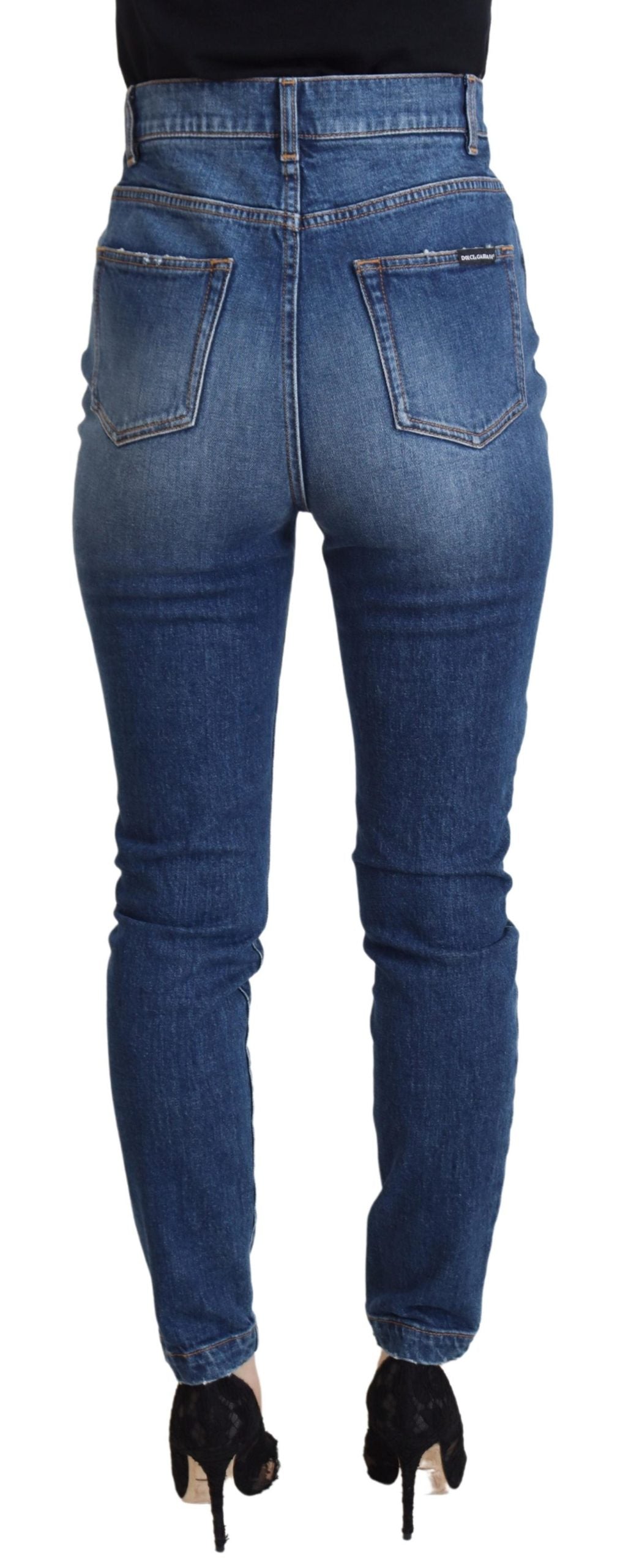 Dolce & Gabbana Blue Cotton High Waist Skinny Denim Jeans Dolce & Gabbana