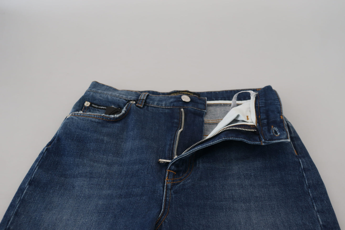 Dolce & Gabbana Blue Cotton High Waist Skinny Denim Jeans Dolce & Gabbana