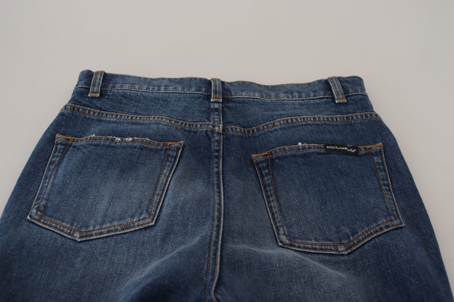 Dolce & Gabbana Blue Cotton High Waist Skinny Denim Jeans Dolce & Gabbana