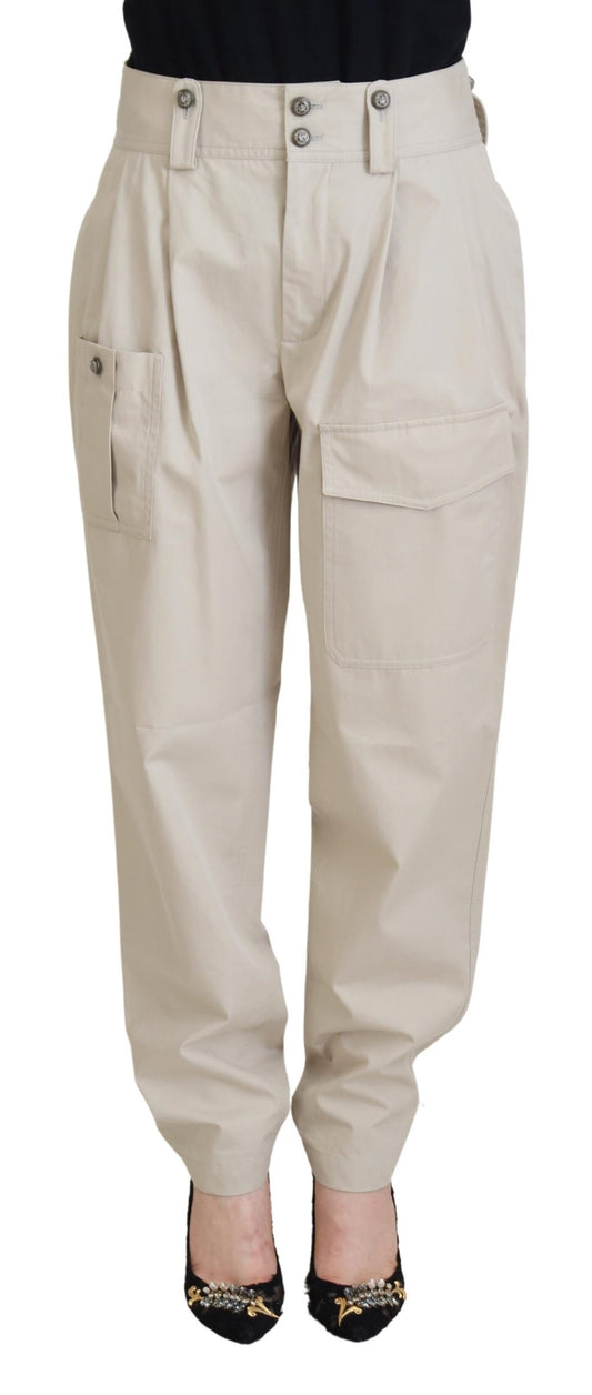 Dolce & Gabbana Beige Cotton Women Cargo Pants Dolce & Gabbana