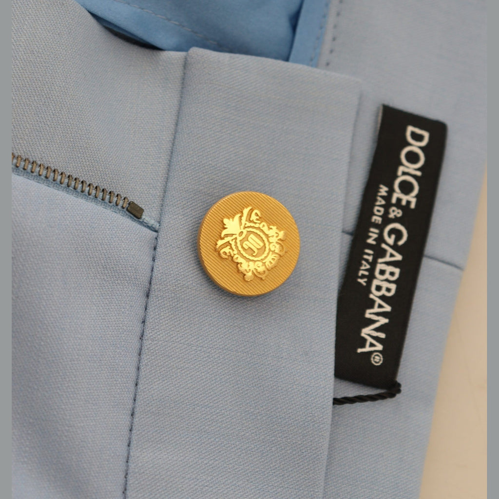 Dolce & Gabbana Light Blue Button Wide Leg Pants