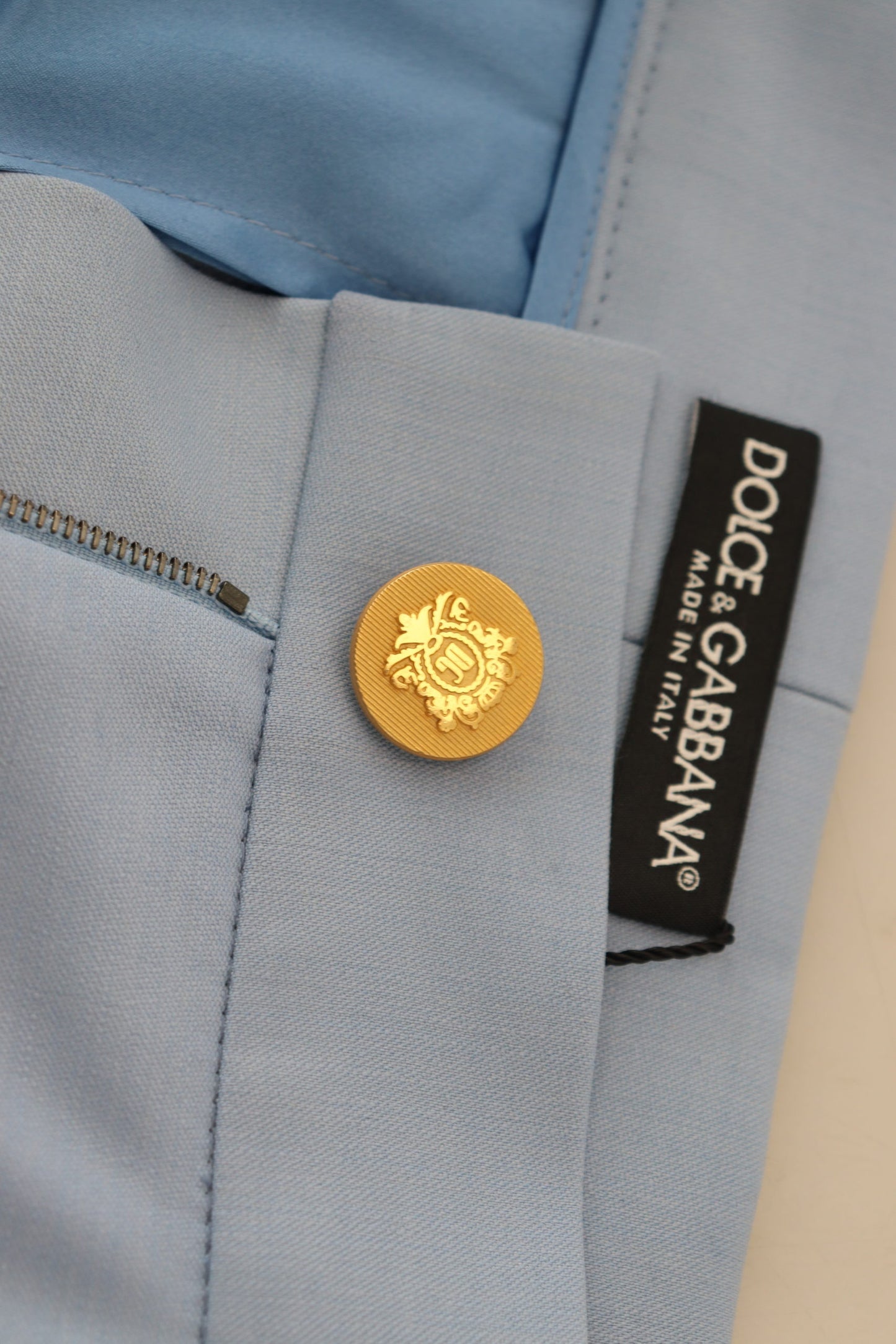 Dolce & Gabbana Light Blue Button Wide Leg Pants Dolce & Gabbana