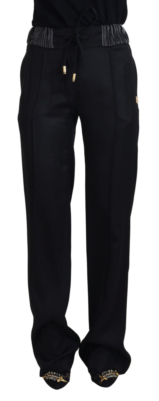 Dolce & Gabbana Black Straight Fit Cotton Pants Dolce & Gabbana