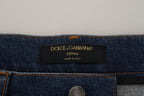 Dolce & Gabbana black floral lace front skinny denim jeans with fitted silhouette and floral lace detailing.