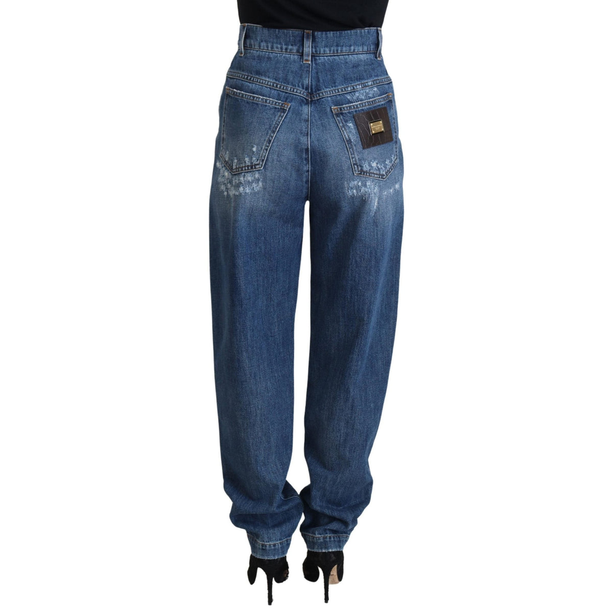 Dolce & Gabbana Blue Washed Cotton Tattered Denim Jeans