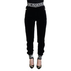 Dolce & Gabbana Black DG Logo Velvet Trouser Pants