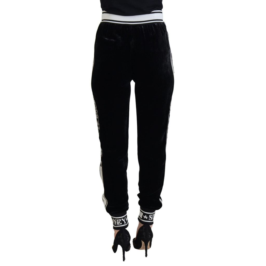 Dolce & Gabbana Black DG Logo Velvet Trouser Pants