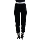 Dolce & Gabbana Black DG Logo Velvet Trouser Pants