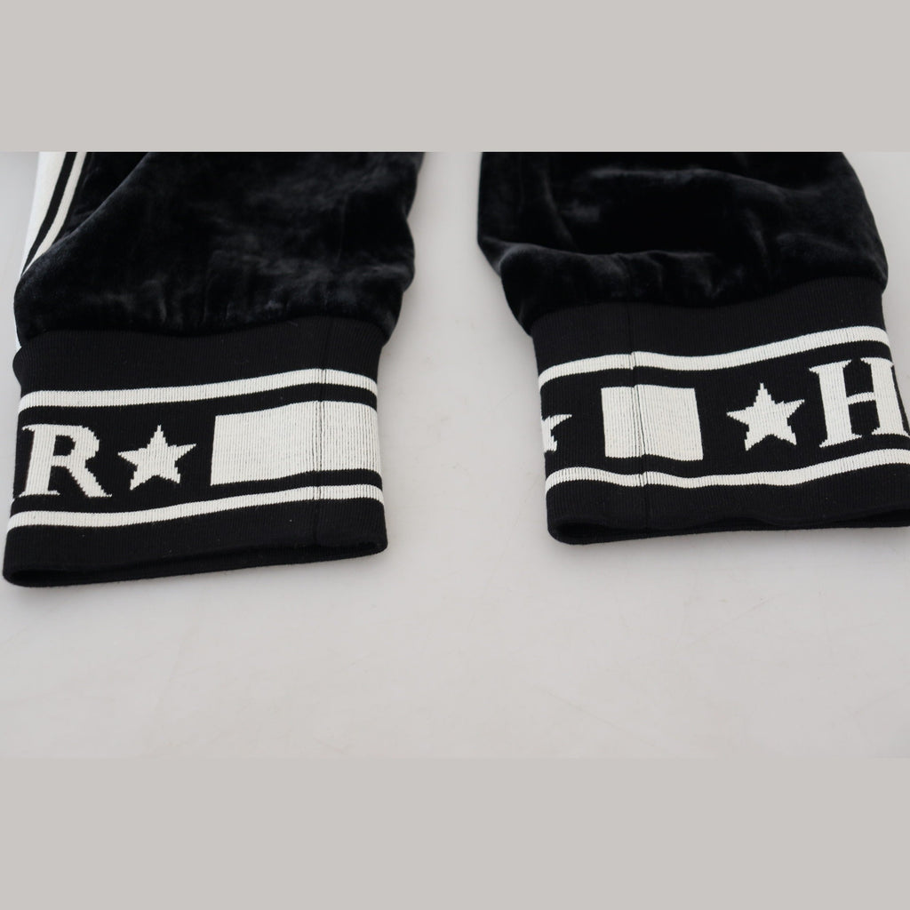 Dolce & Gabbana Black DG Logo Velvet Trouser Pants