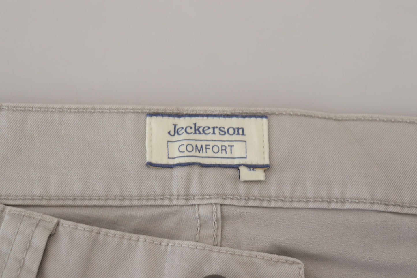 Jeckerson Gray Cotton Tapered Men Casual Pants Jeckerson