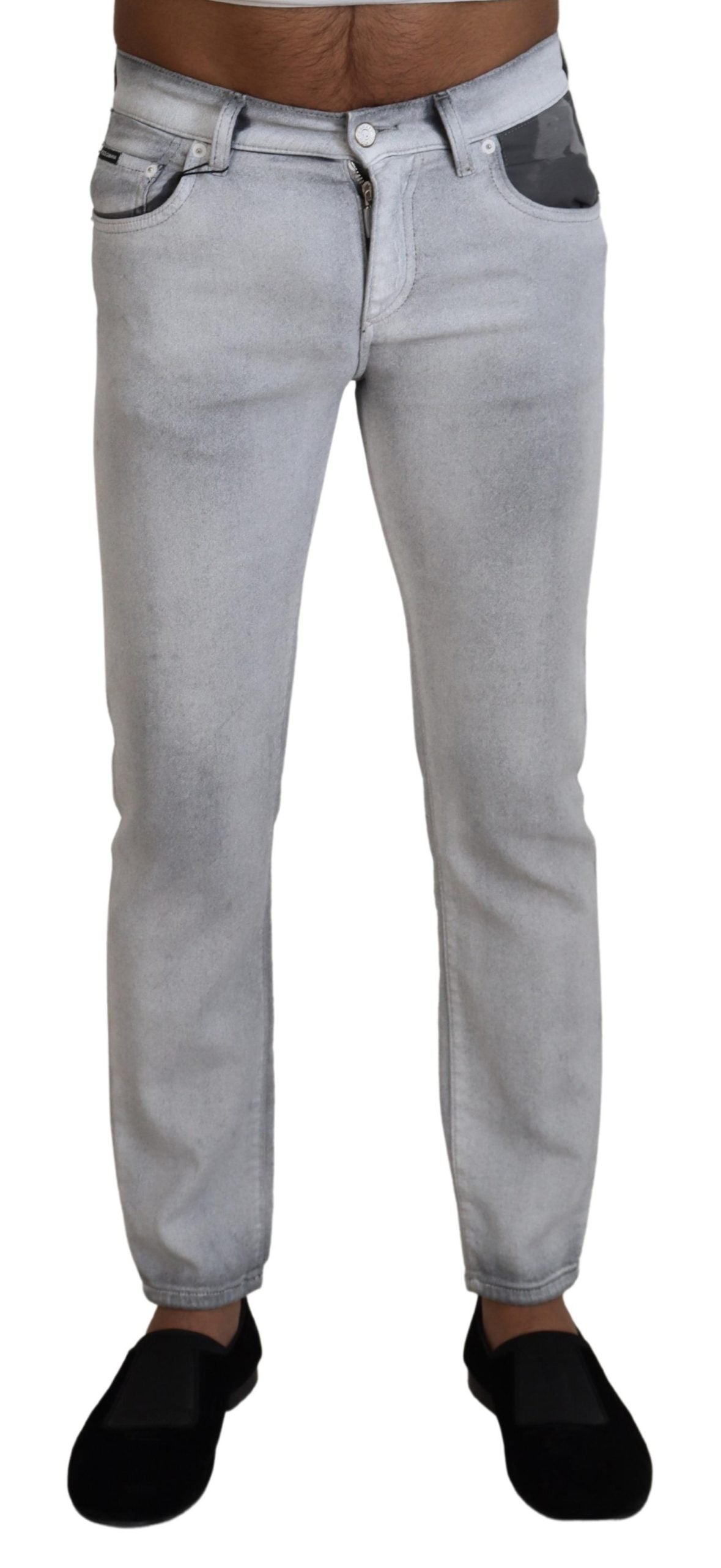 Dolce & Gabbana Gray Washed Skinny Men Denim Jeans Dolce & Gabbana
