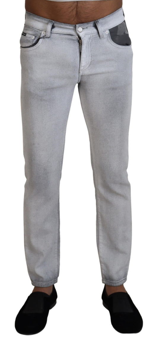 Dolce & Gabbana Gray Washed Skinny Men Denim Jeans Dolce & Gabbana