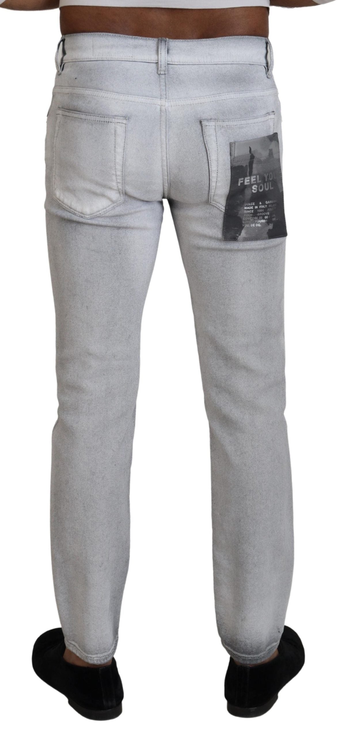 Dolce & Gabbana Gray Washed Skinny Men Denim Jeans Dolce & Gabbana