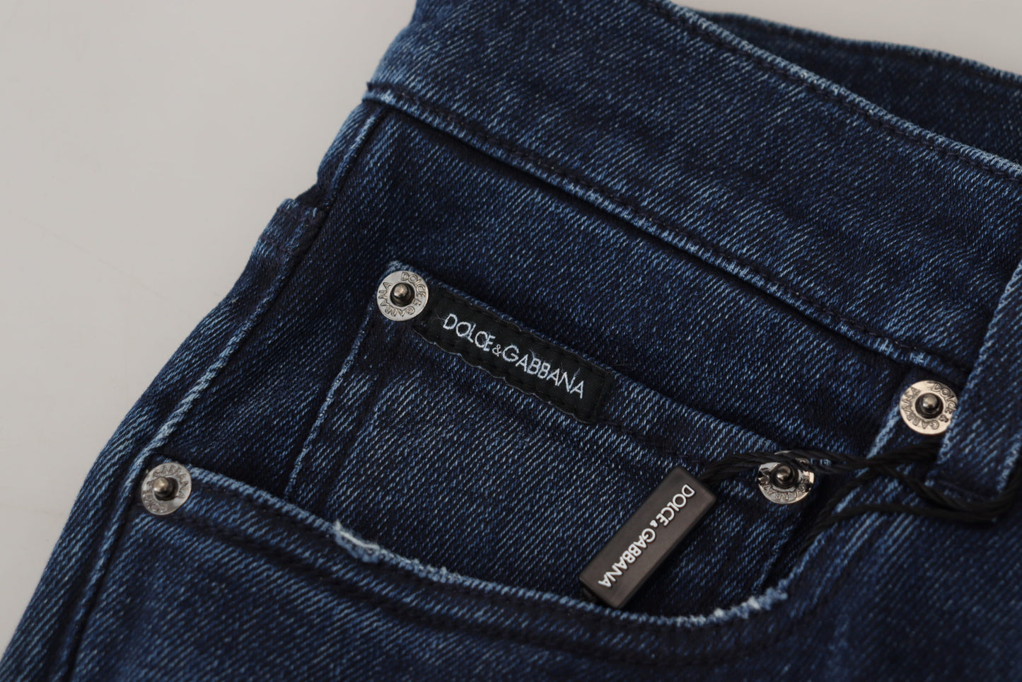 Dolce & Gabbana Blue Cotton Skinny Tattered Denim Jeans Dolce & Gabbana