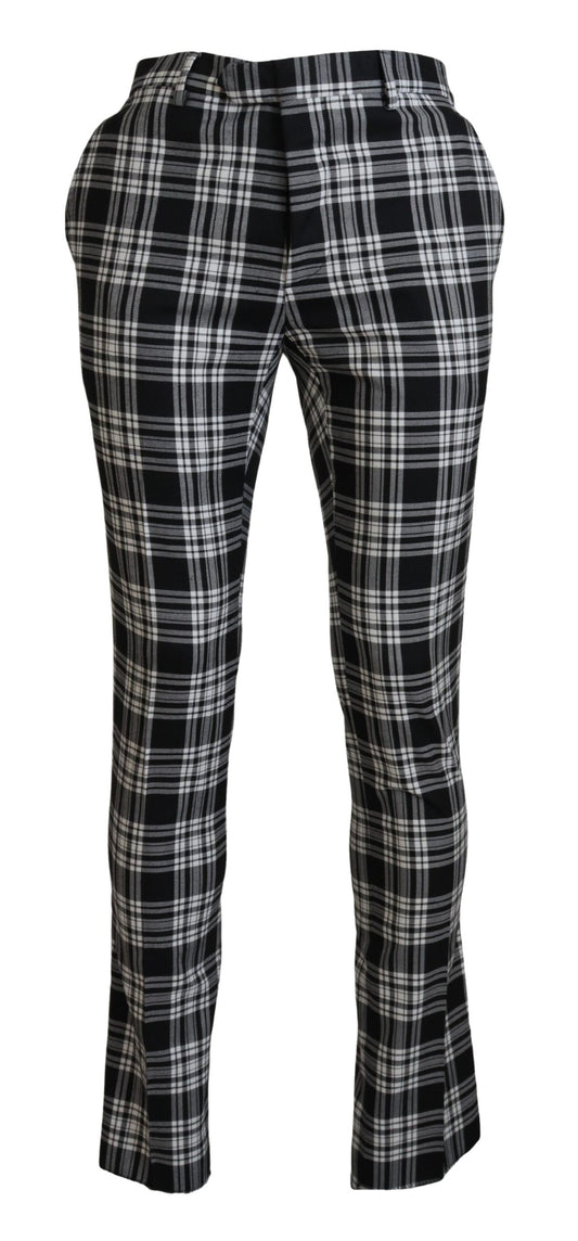 BENCIVENGA Black Checkered Cotton Men Casual Pants BENCIVENGA