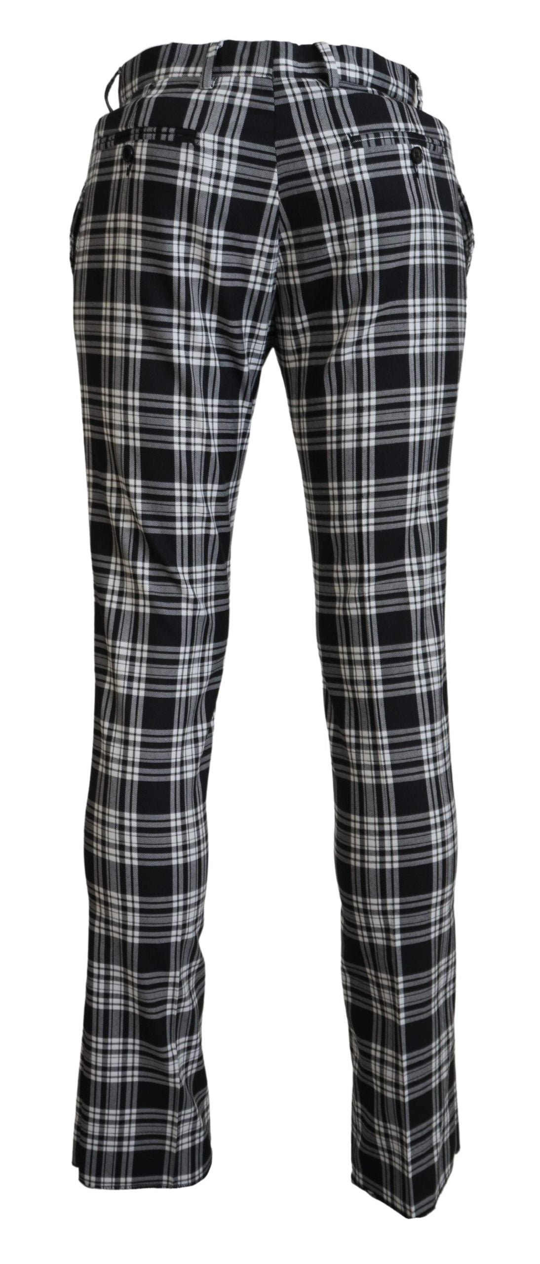 BENCIVENGA Black Checkered Cotton Men Casual Pants BENCIVENGA