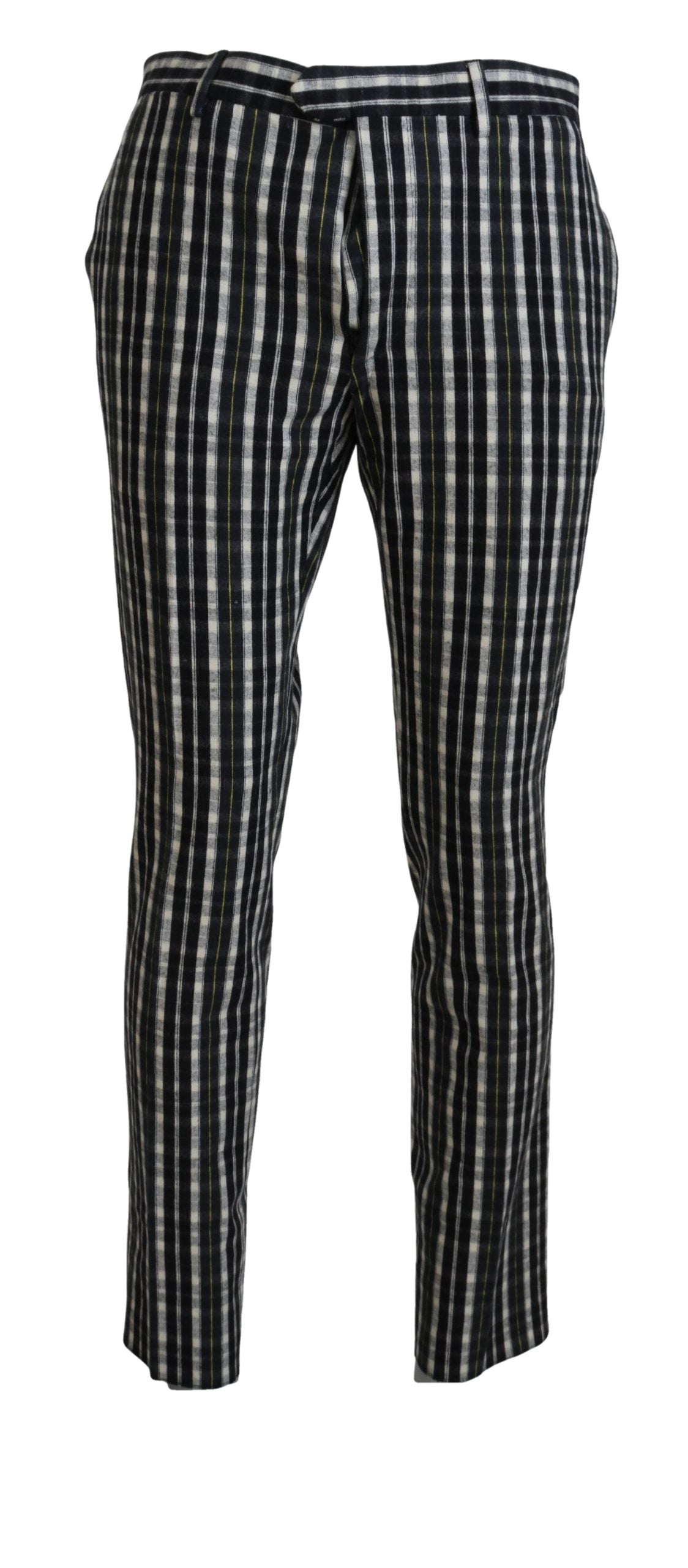 BENCIVENGA Black Checkered Cotton Casual Pants BENCIVENGA