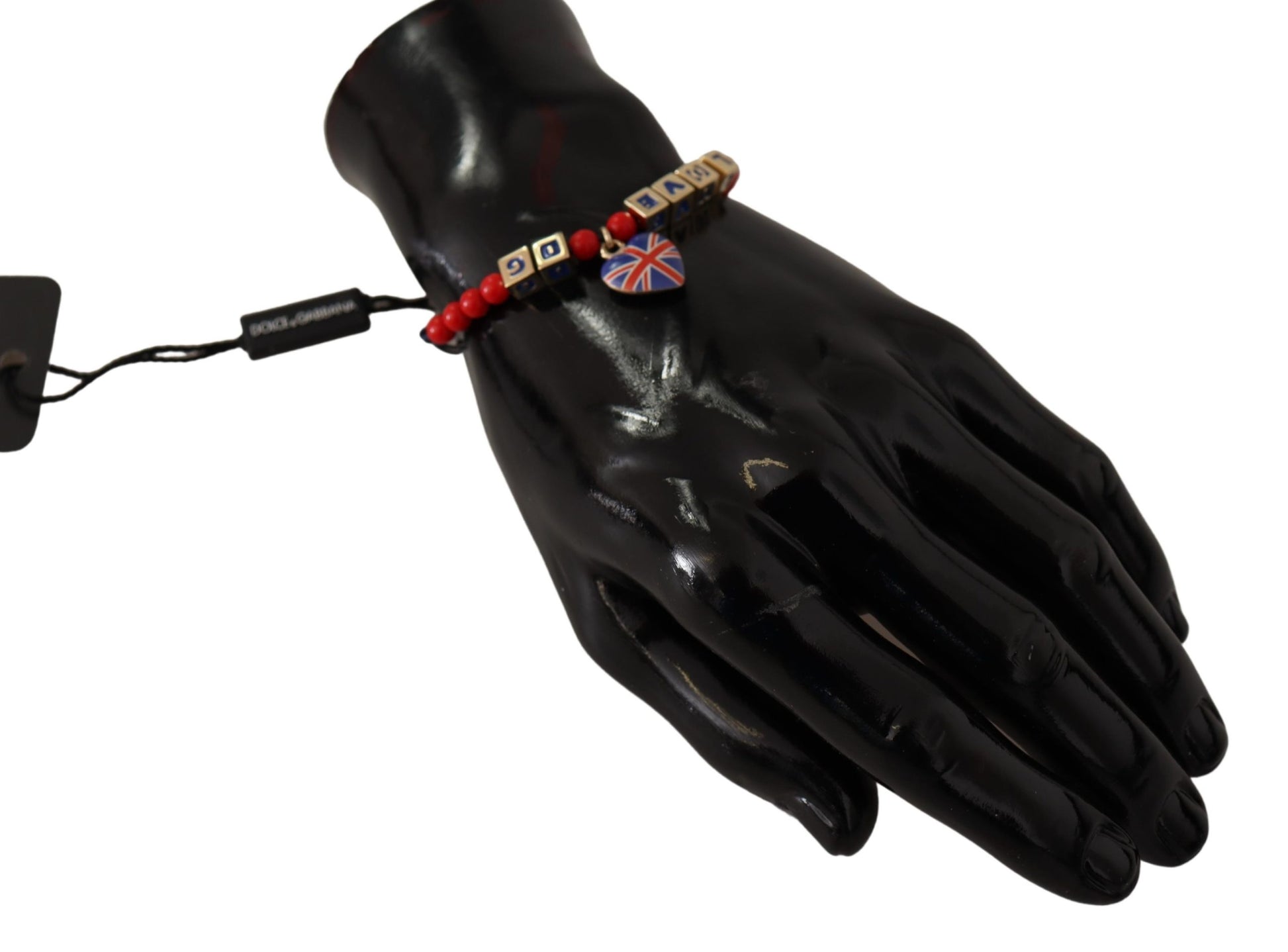 Dolce & Gabbana Red Blue Beaded DG LOVES LONDON Flag Branded Bracelet Dolce & Gabbana