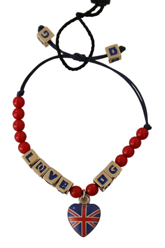 Dolce & Gabbana Red Blue Beaded DG LOVES LONDON Flag Branded Bracelet Dolce & Gabbana