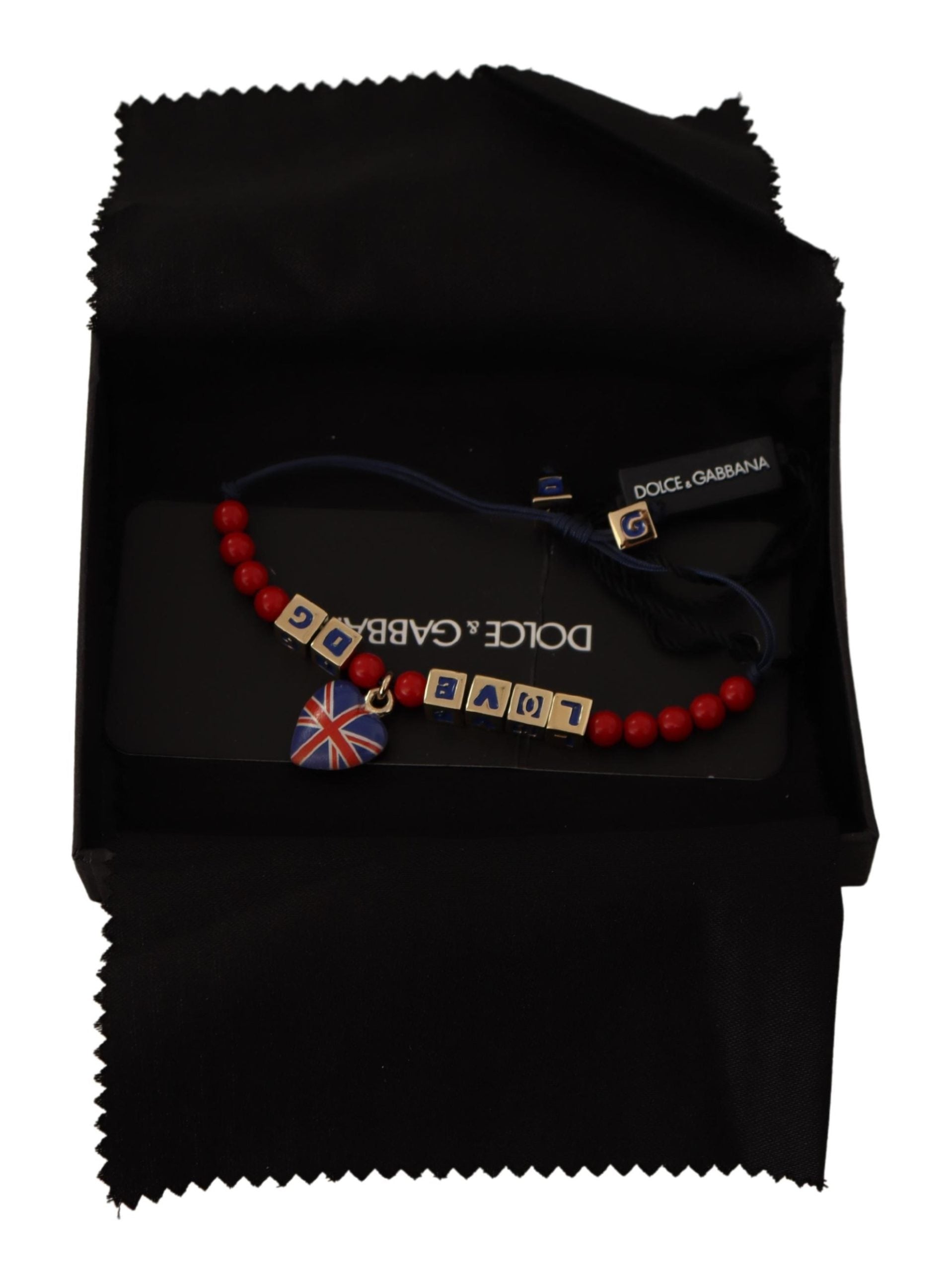 Dolce & Gabbana Red Blue Beaded DG LOVES LONDON Flag Branded Bracelet Dolce & Gabbana