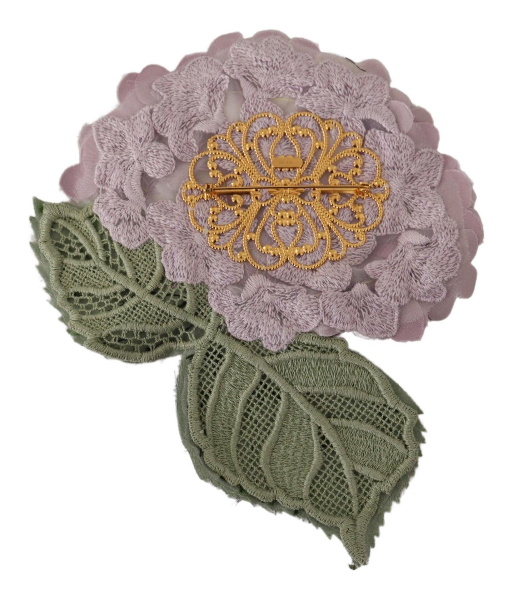 Dolce & Gabbana Purple Floral Gold Tone Brass Women Brooch Dolce & Gabbana