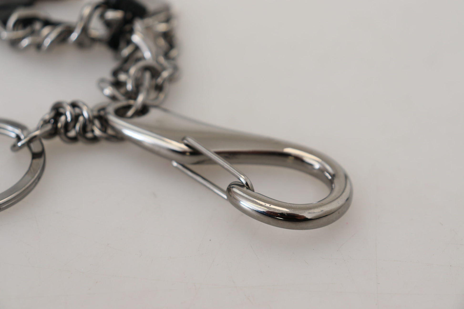 Dolce & Gabbana Black Prince Studs Logo Silver Brass Keychain Dolce & Gabbana