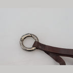 Costume National Brown Leather Silver Tone Metal Keyring Keychain