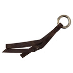 Costume National Brown Leather Silver Tone Metal Keyring Keychain