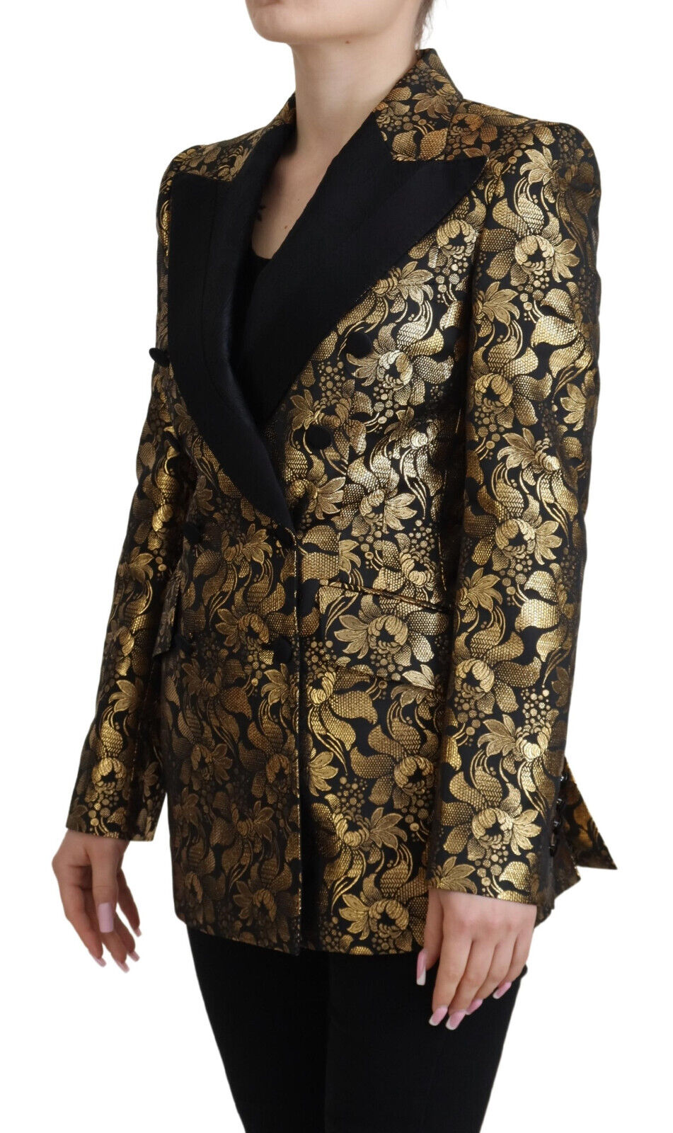Dolce & Gabbana Black Gold Jacquard Coat Blazer Jacket Dolce & Gabbana